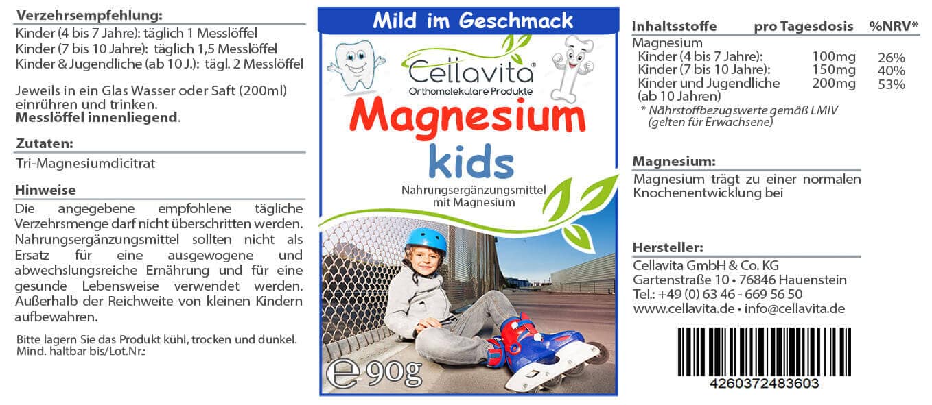 Magnesium kids für Kinder - 90g Pulver im Glas – Bild 3