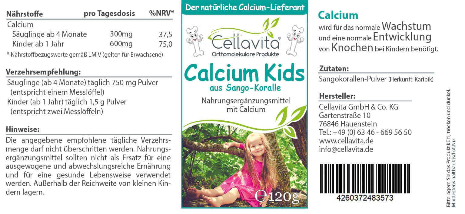 Calcium kids (natürlicher Calcium Lieferant) für Kinder -  120 g Pulver im Glas – Bild 3