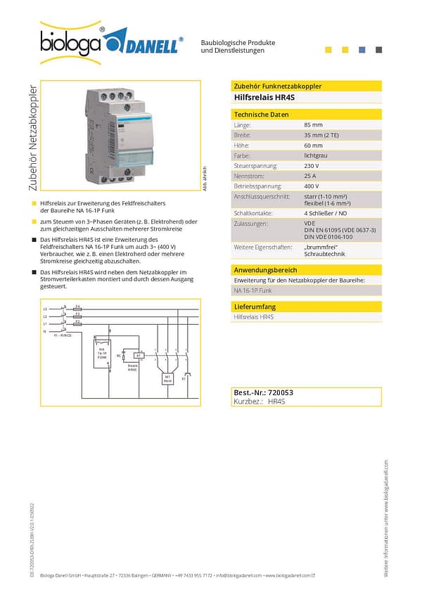 Netzfreischalter Hilfsmat HR4S (Hilfsrelais für NA16-1P Funk) – Bild 2