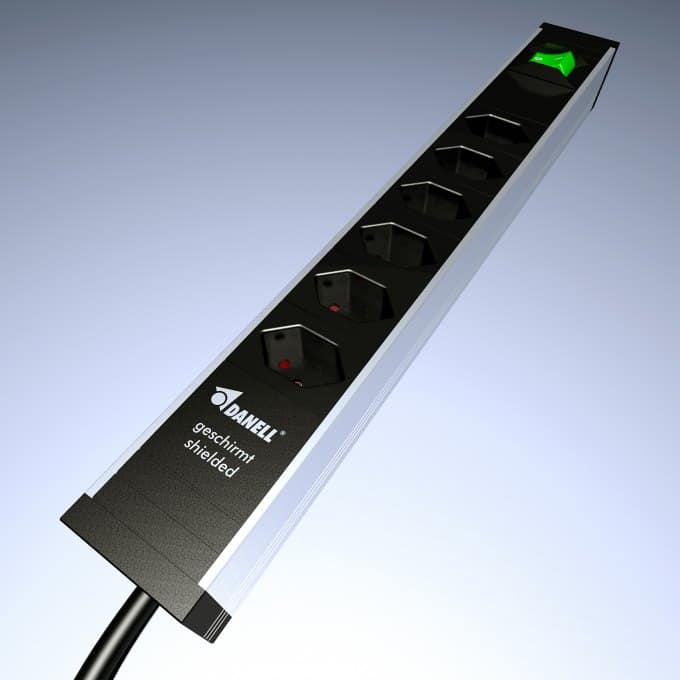 Steckdosenleiste Schweiz geschirmt 6-fach