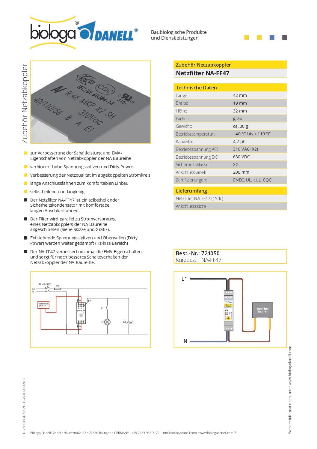 Netzfreischalter Hilfsmat Netzfilter NA-FF47 – Bild 4